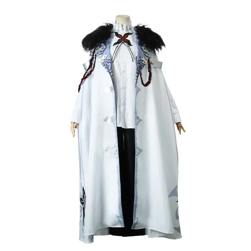 Genshin Impact Harlequin Cosplay Costume Halloween Carnival Men's Clothing Anime The Knave Black White Wig