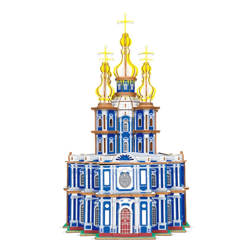 DIY Famous Petersburg Church 3D Puzzle Wooden Christ Cathedral Model Building Wood Jigsaw Toys For Children Adult Christmas Gift