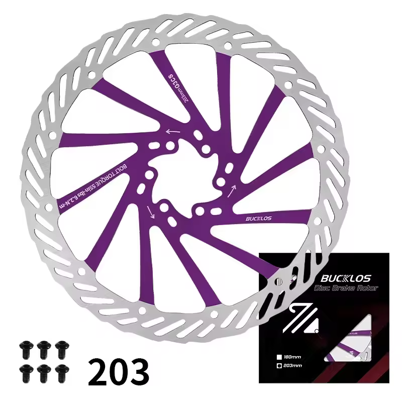 BUCKLOS Ultralight MTB Bike Hydraulic Disc Brake Rotor 160/180/203mm Mountain Road Racing Bicycle Brake Disc with 6 Free Bolts - Image 19