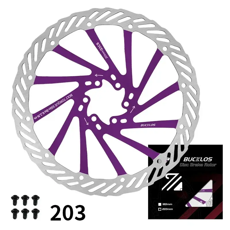 BUCKLOS Ultralight MTB Bike Hydraulic Disc Brake Rotor 160/180/203mm Mountain Road Racing Bicycle Brake Disc with 6 Free Bolts - Image 19