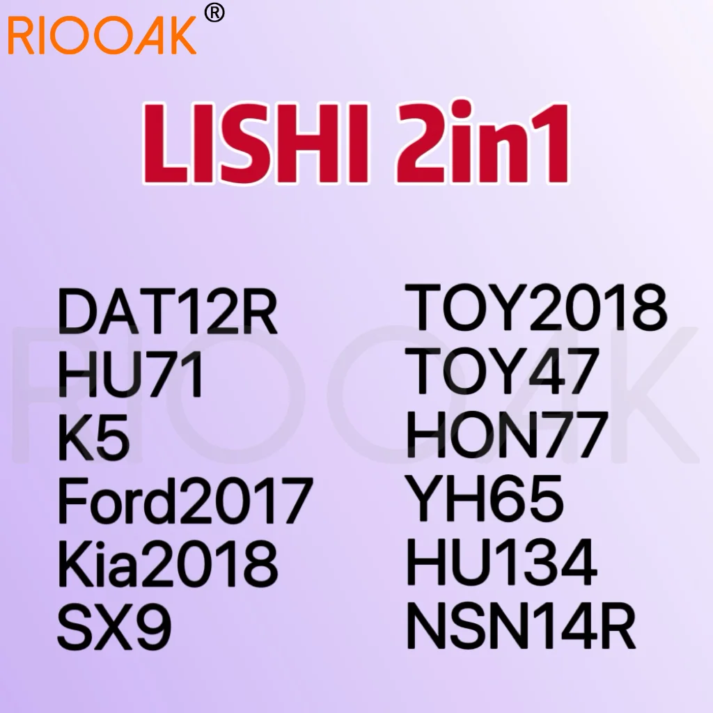 Hot Lishi 2 in 1 2in1 Tool DAT12R HU71 K5 Ford2017 kia2018 SX9 TOY2018 TOY47 HON77 YH65 ISU5 ign HU134 NSN14R Locksmith Tools