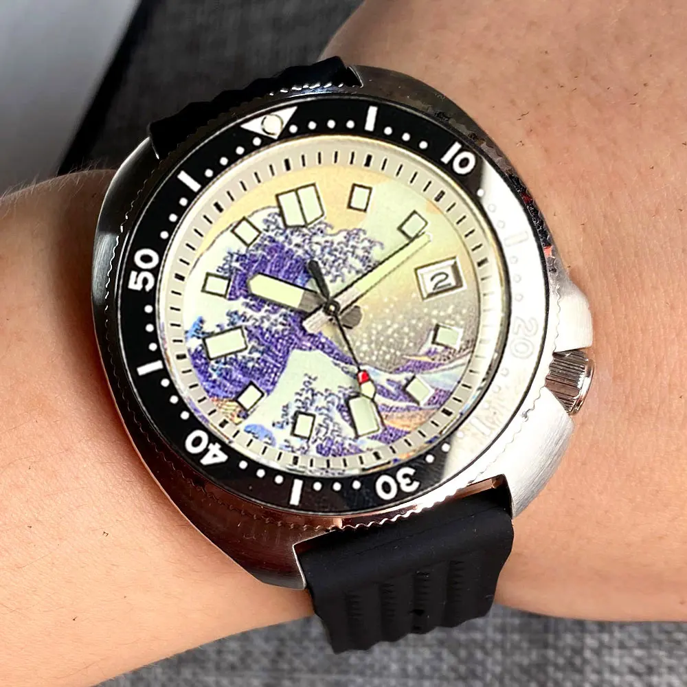 Kagawana-relojes mecánicos de lujo para buceo, pulsera de acero luminoso, anillo de bisel de 120 clics, corona de zafiro, 30bar, resistente al agua, 4,1