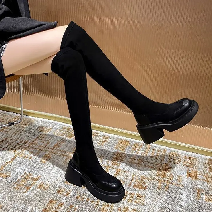 Tall Knight Boots 2025 New Autumn/Winter Socks Boots Suede Stylish Skinny Long Boots for Women