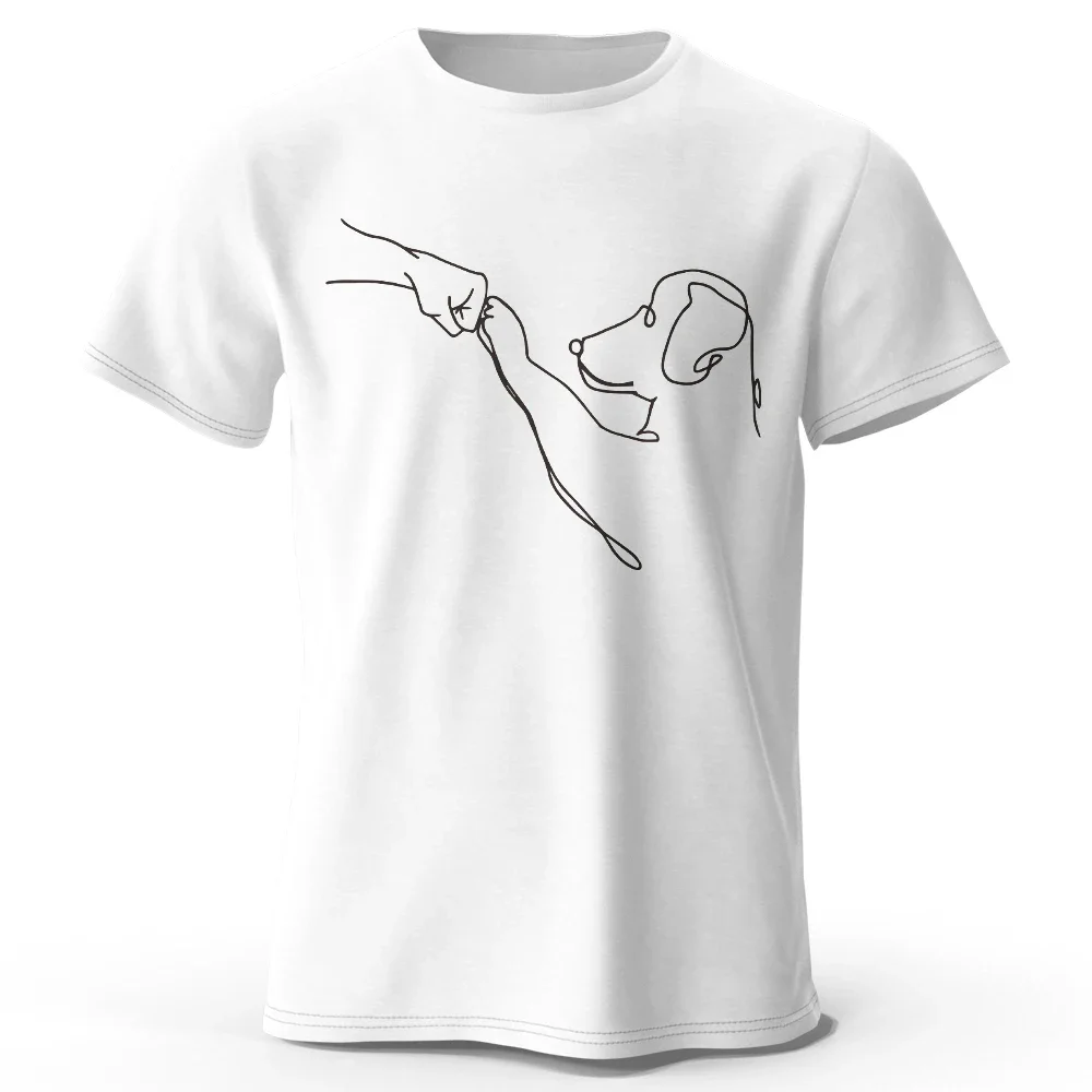 Doggy Friend Print Modern Minimalist Casual T-Shirt, Lightweight Round-neck Short-sleeved Top, Suitable for Both Men and Women F