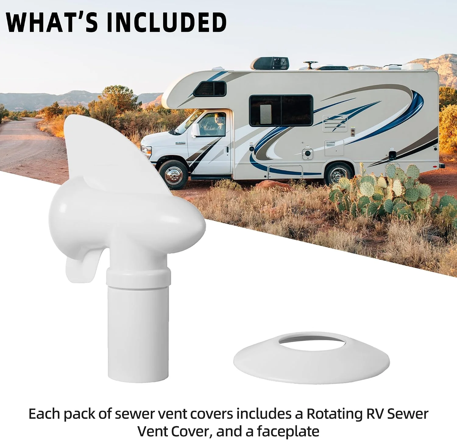 Rotating Sewer Vent Outlet Cap 360 Degree Siphon RV Exhaust Cover For Motorhome Camper Fixed Holding Tank Waste Accessories