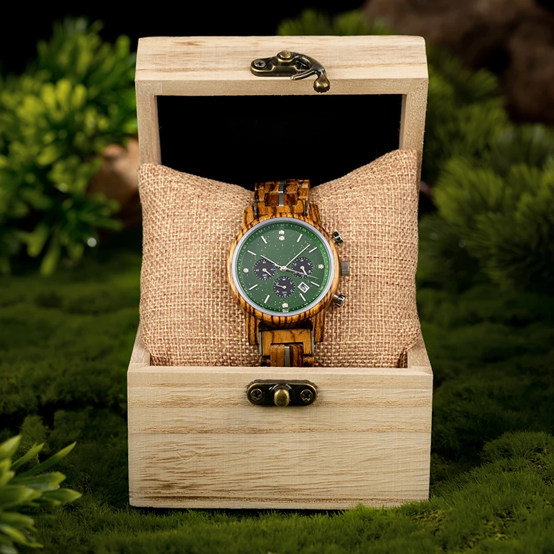 BOBO BIRD New Luxury Couple Watch for Women and Men Wooden Engraved Chronograph Watches with Auto Date Customized Quartz Clock