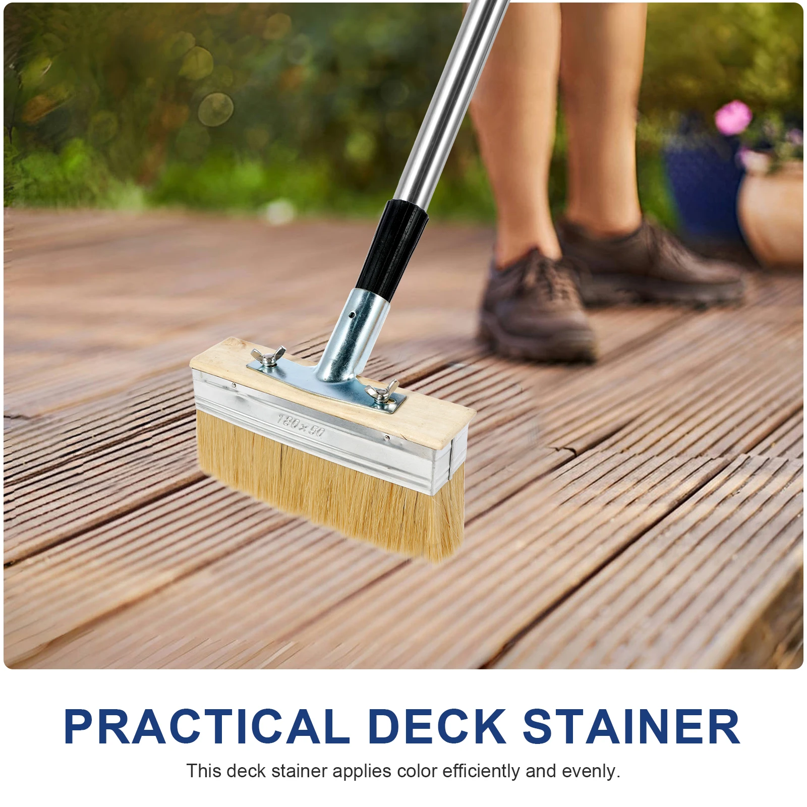 1/2 Pcs Deck Paint Brush 8 Section Detachable Handle Cleaning Brushes Multi-purpose Decks Staining Brush for Painting Fence Wall
