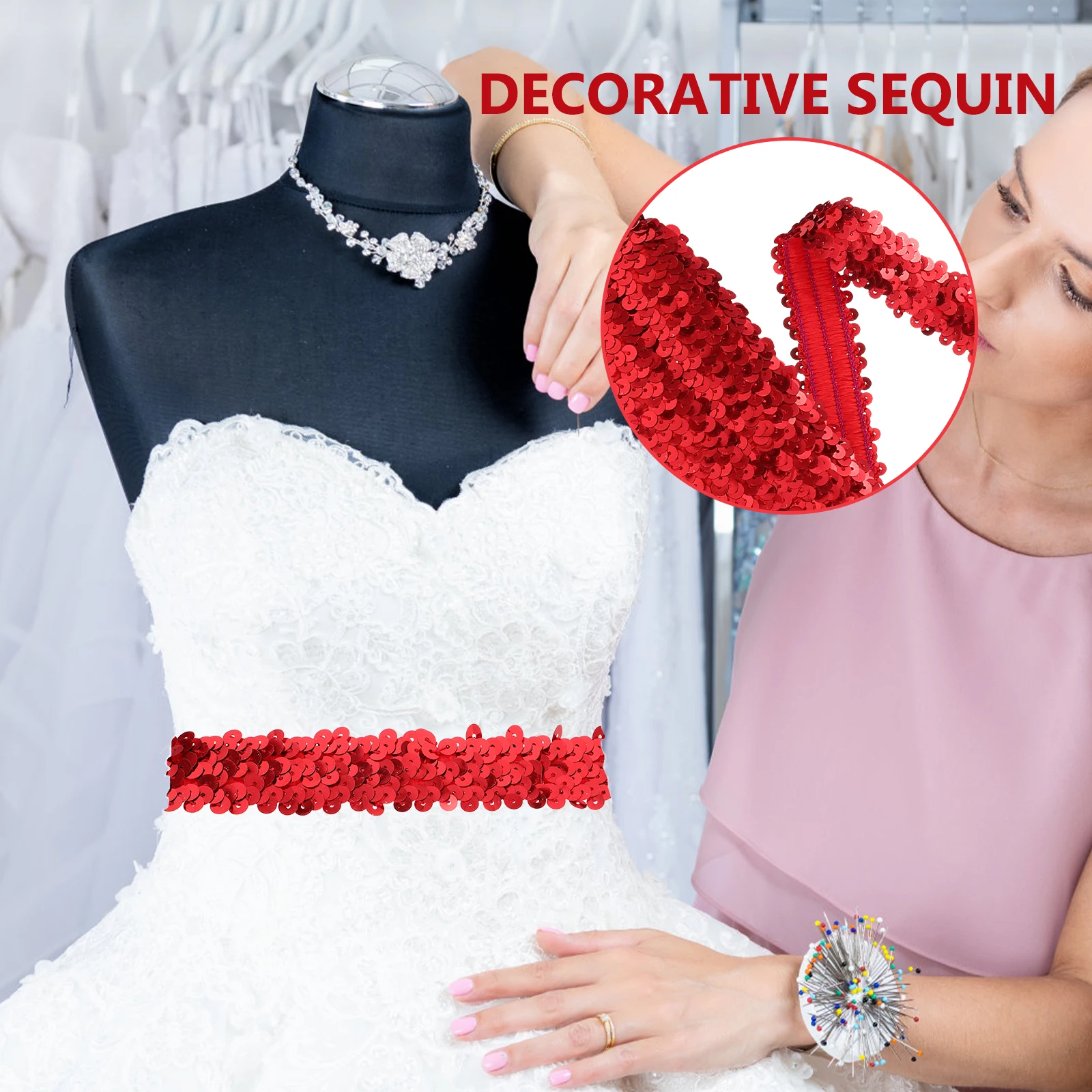 

Elastic Sequin Glitter Decorative Craft For Diy Clothes Curtains Sparkling Polyester Tassel Fringe Trim Wear-Resistant