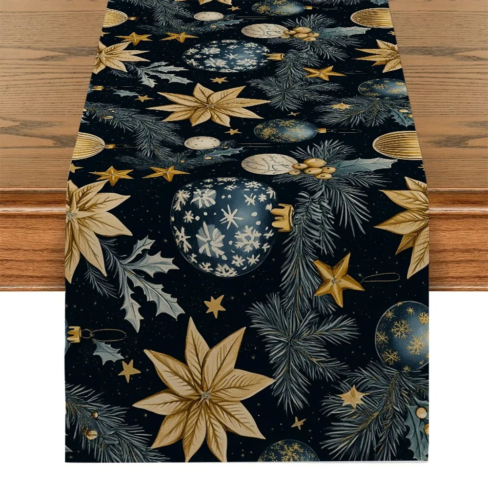 

Christmas Poinsettia Fir Stars Table Runners Dresser Table Decor Farmhouse Dining Table Runner Holiday Party Decoration