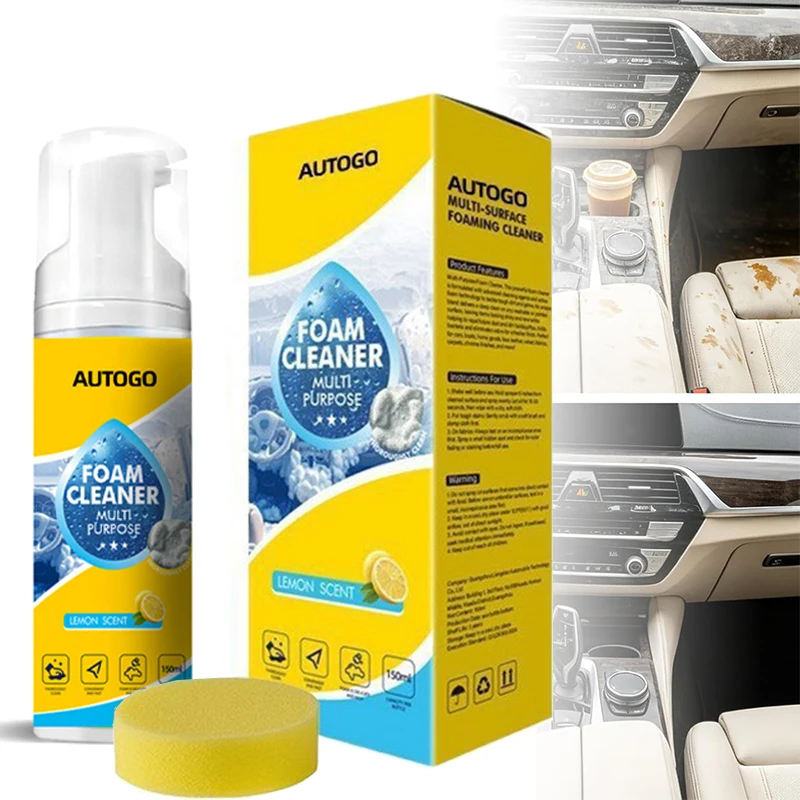 150ml Foam Cleaner for Car Interior,No-Rinse Cleaning Foam for Leather Seats Sofa,Multi-Scenario Cleanser for Automotive Home