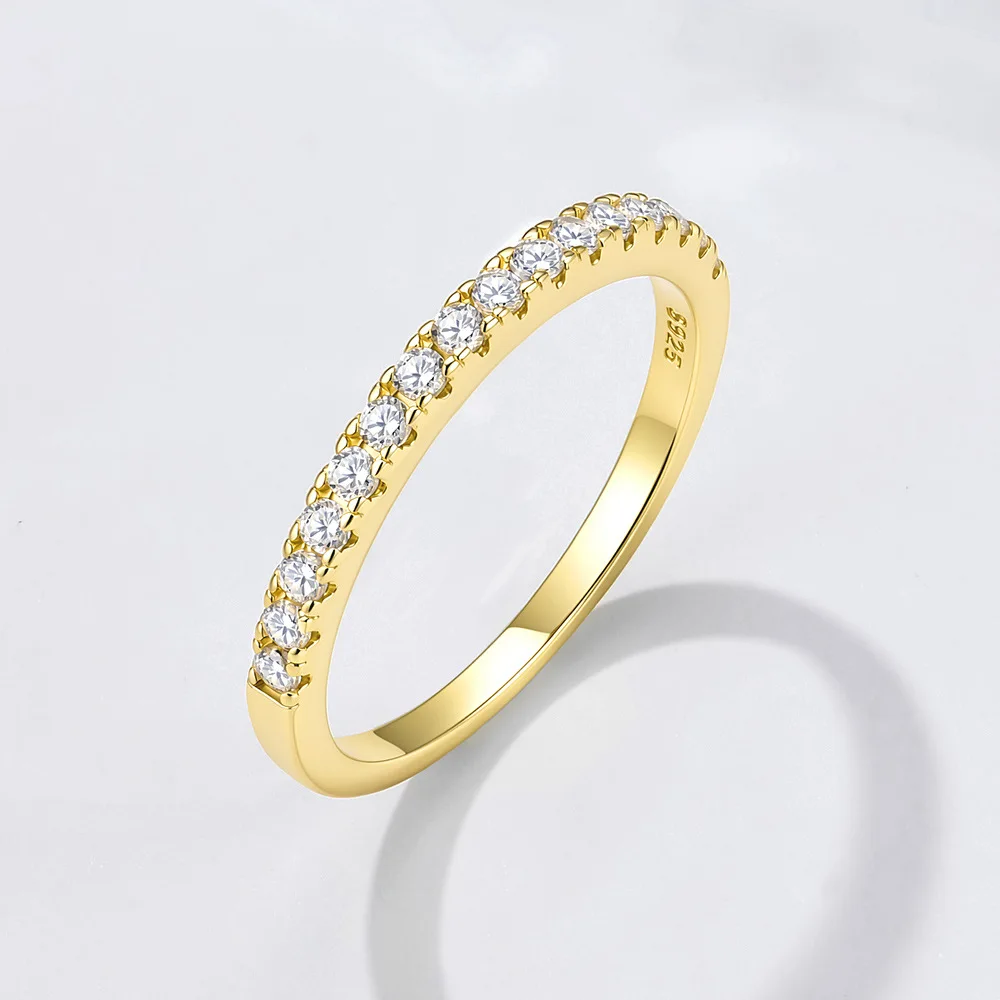 Dave&di S925 Sterling Silver Half Circle Diamond Inlaid Ring European And American Cross-border Simple And Versatile Light Lux