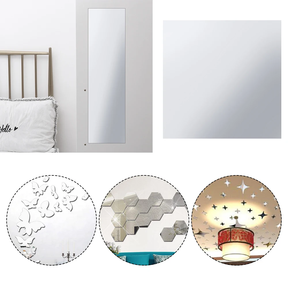 Miroir auto-adhésif Ultra-fin, 5 pièces, 15x15cm, auto-adhésif, doux, pour salle de bain, chambre à coucher, décoration de beauté, DIY bricolage