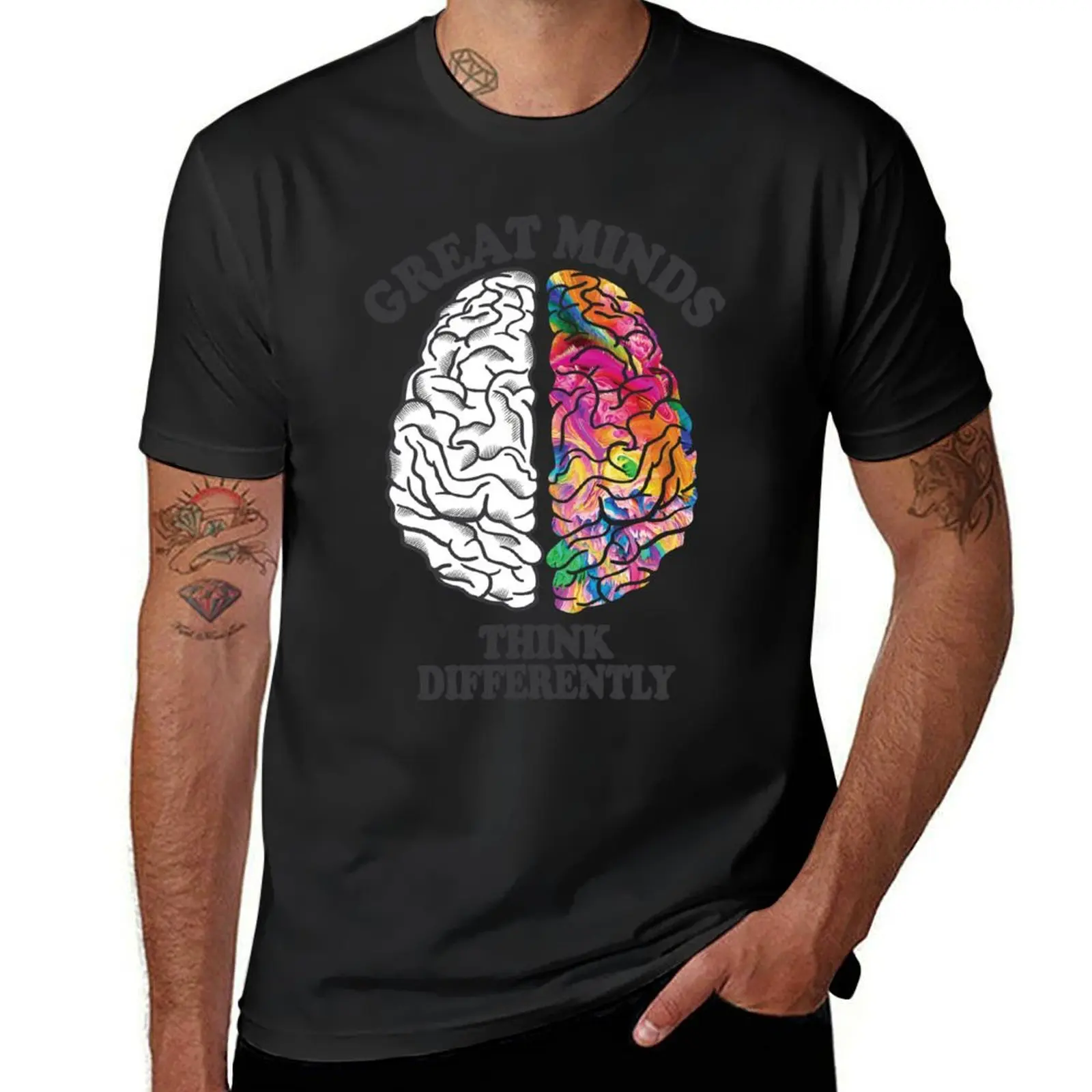 Great Minds Think Differently - Analytic Creative Brain Left Right T-Shirt animal prinfor boys blacks funny t shirts for men