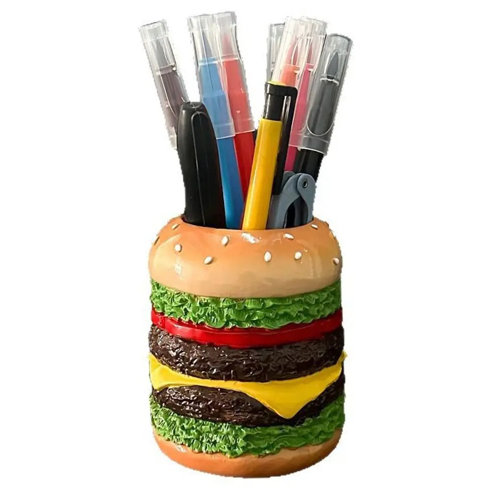 

Cute Hamburg Design Pen Holder Smooth Funny Makeup Brush Storage Bucket Multi-Purpose Creative Desktop Storage Container