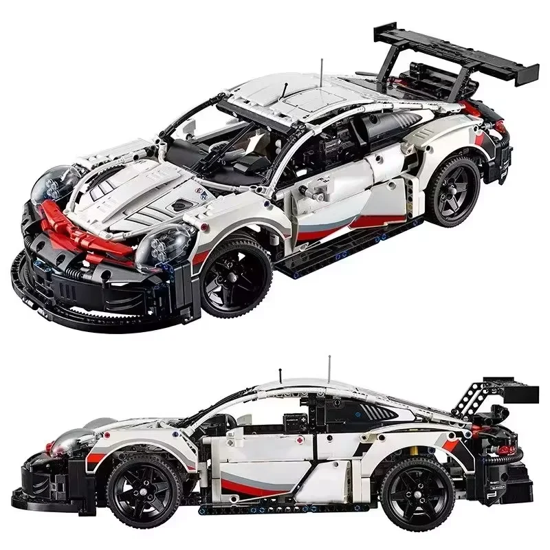 Technical 1580PCS 1:8 Compatible with 911Rsr Electric Remote Control with Lights Building Blocks Racing Car Model DIY Toys Gifts