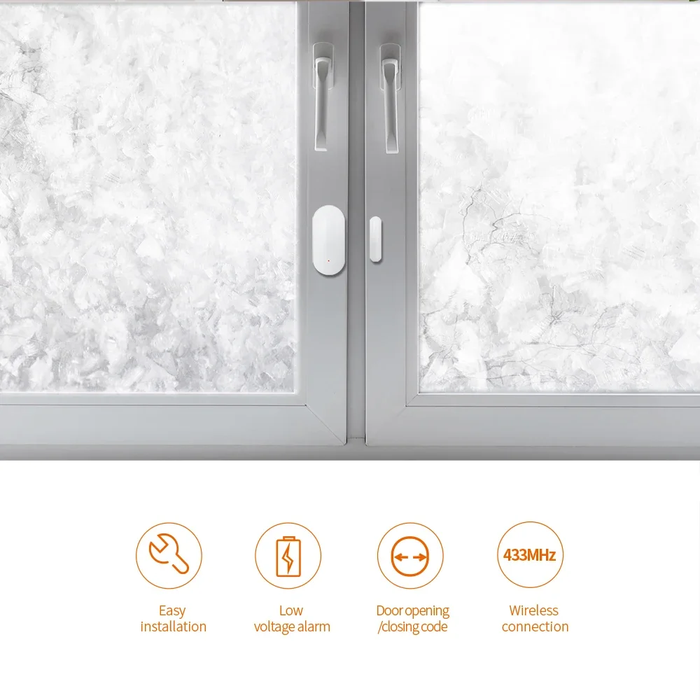 ACJ-Wireless Janela e Porta Sensor, Home Security System, Painel Detectar, Alarme Aberto, Anti-Roubo, Acessórios, EV1527, 433MHz