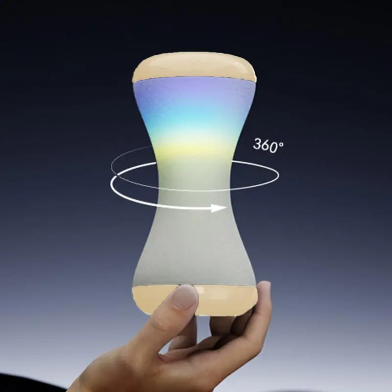 Touch Bedside Table Lamp LED 360 Rotating Full-Color RGB Light Bedside Lamp Hourglass Shape Cordless Touch Lamp For Bedroom