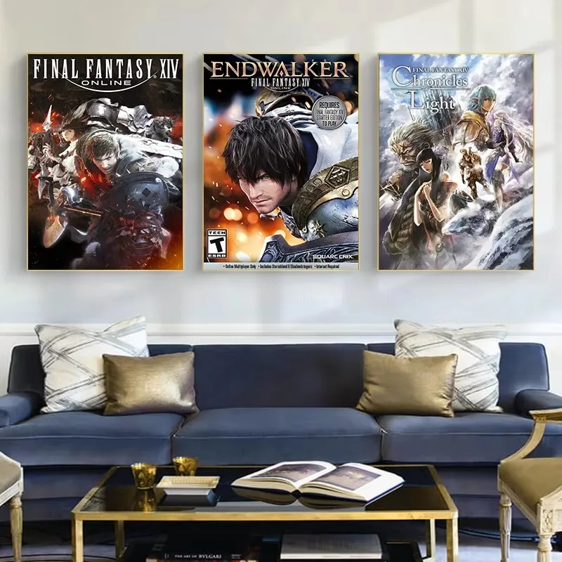 Modern Hot Video Game Final-Fantasy XIV Poster Prints FF14 Vaporwave Canvas Painting Wall Art for Gamer Room Home Decoration