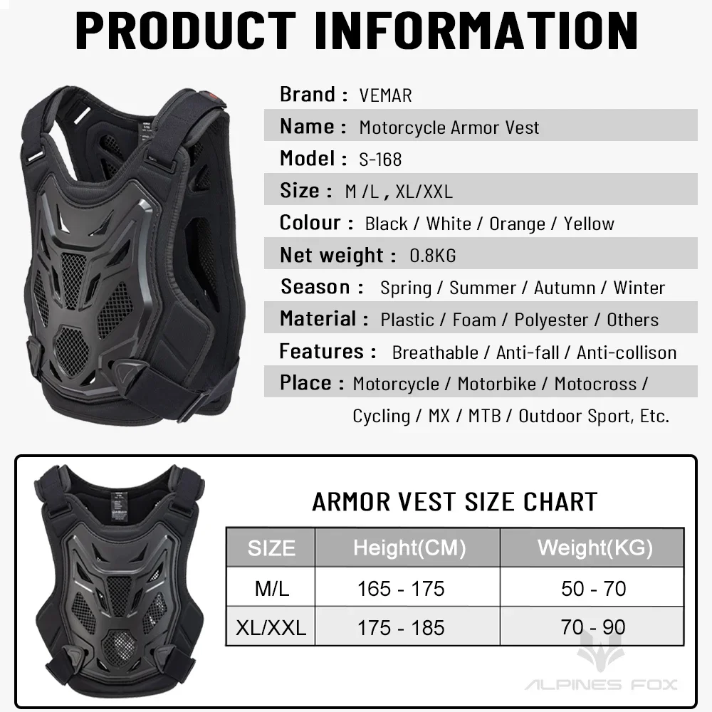 All Season Motocross Armor Vest Motorcycle Body Protection DH Dirt Bike MTB MX Chest Back Protector Moto Equipment for Men Women