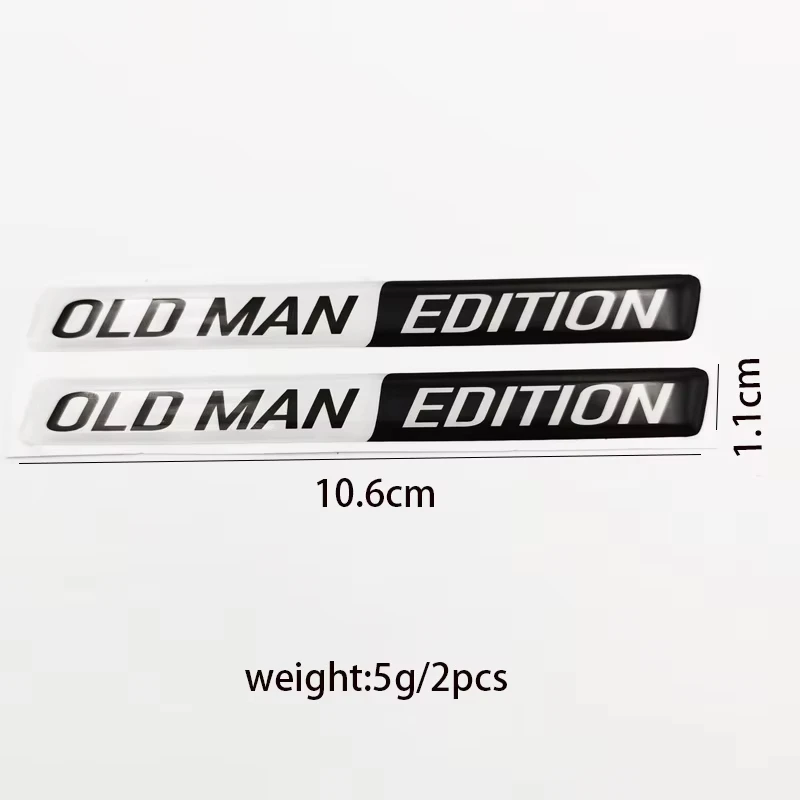 2pcs Old Man Edition 3D Epoxy Emblem Stickers Funny Car Decals For Fender Door Waterproof Universal Fit All Model image 2