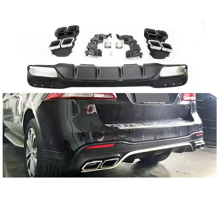 High Quality W166 Upgrade GLE63  Style SUV with PP Tail Tip Kit Rear Lip for  2015-2018