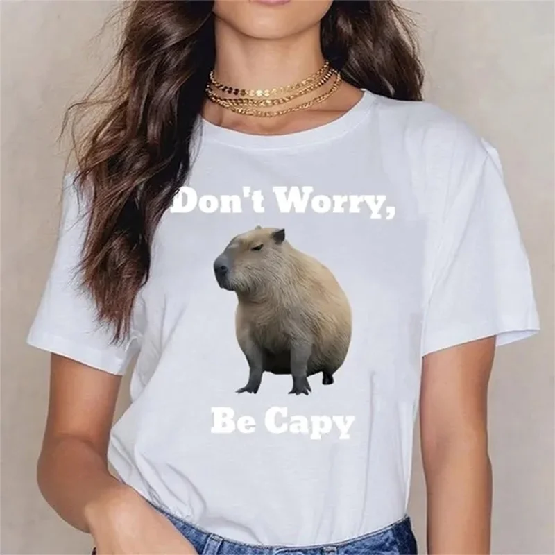 Capybara - Don't Worry Be A Capybara! Women's Printed Short-sleeved T-shirt A Cool and Fashionable Item Summer Streetwear