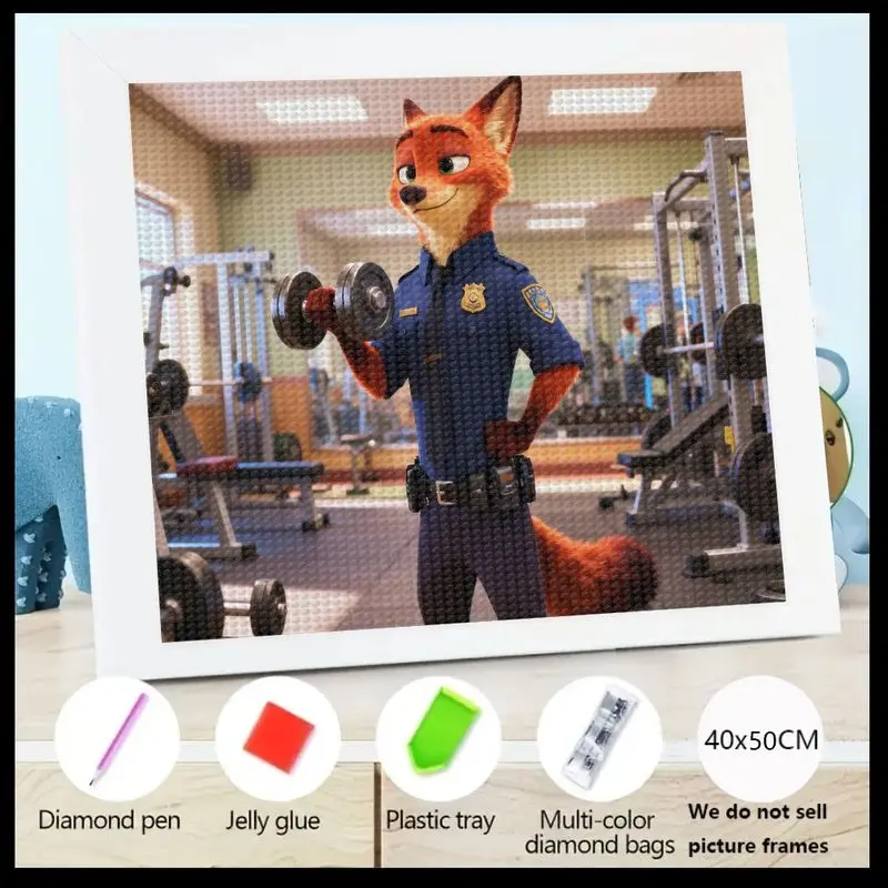 

1 шт. комплект алмазной живописи Zootopia Nick Wilde, 5D полная дрель, искусство со стразами, любимый мультяшный офицер, лиса, тренировки в тренажерном зале