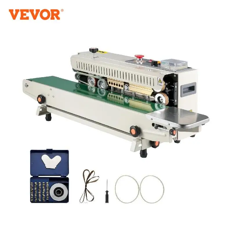 VEVOR FR-770 Continuous Band Sealer Vertical/Horizontal Automatic Sealing Machine with Digital Temperature Control for Bag Films