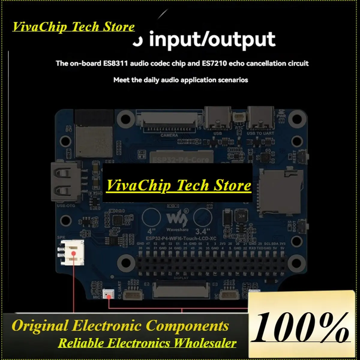 VivaA72Z 3.4inch LCD TouchScreen Display 800x800 IPS Panel -P4 Development Board Supports AI Voice Interaction
