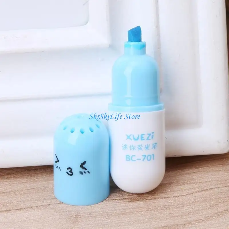 E65E 6Pcs/Pack Pocket Highlighters Pocket Size 6 Colors Marker Pen for Kids Students