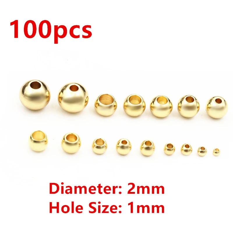 30-100 Stück 2-8mm Edelstahl Gold Farbe Spacer Perlen Charme lose Perlen DIY Armbänder Halskette für Schmuck Herstellung Charms