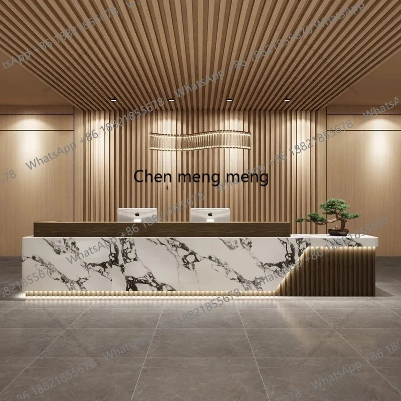 

Nordic Minimalist Company Reception Desks Modern Luxury Hotel Welcome Cashier Desks Beauty Salon Commercial Furniture