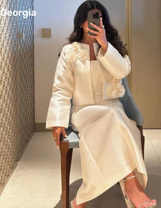 

Customized Party Dress Column Square Neckline Floor-Length Luxury Evening Dresses 2025 Flowers Zipper Up Satin Prom Dresses