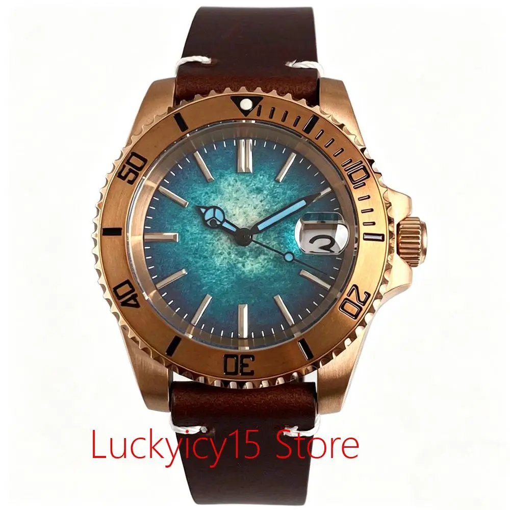 Tandorio Solid Real Cusn8 Bronze Japan NH35A Automatic Men Watch Gradient Blue/Green Face Sapphire Glass 20ATM 120 Clicks Bezel