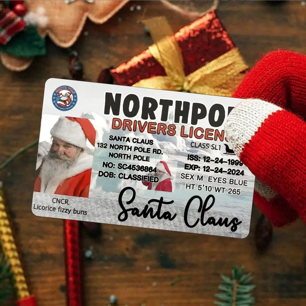 Realistic Santa License Portable Santa Driver Licence Realistic Santa Claus Flight License Card Funny Xmas Party Toy for Kids