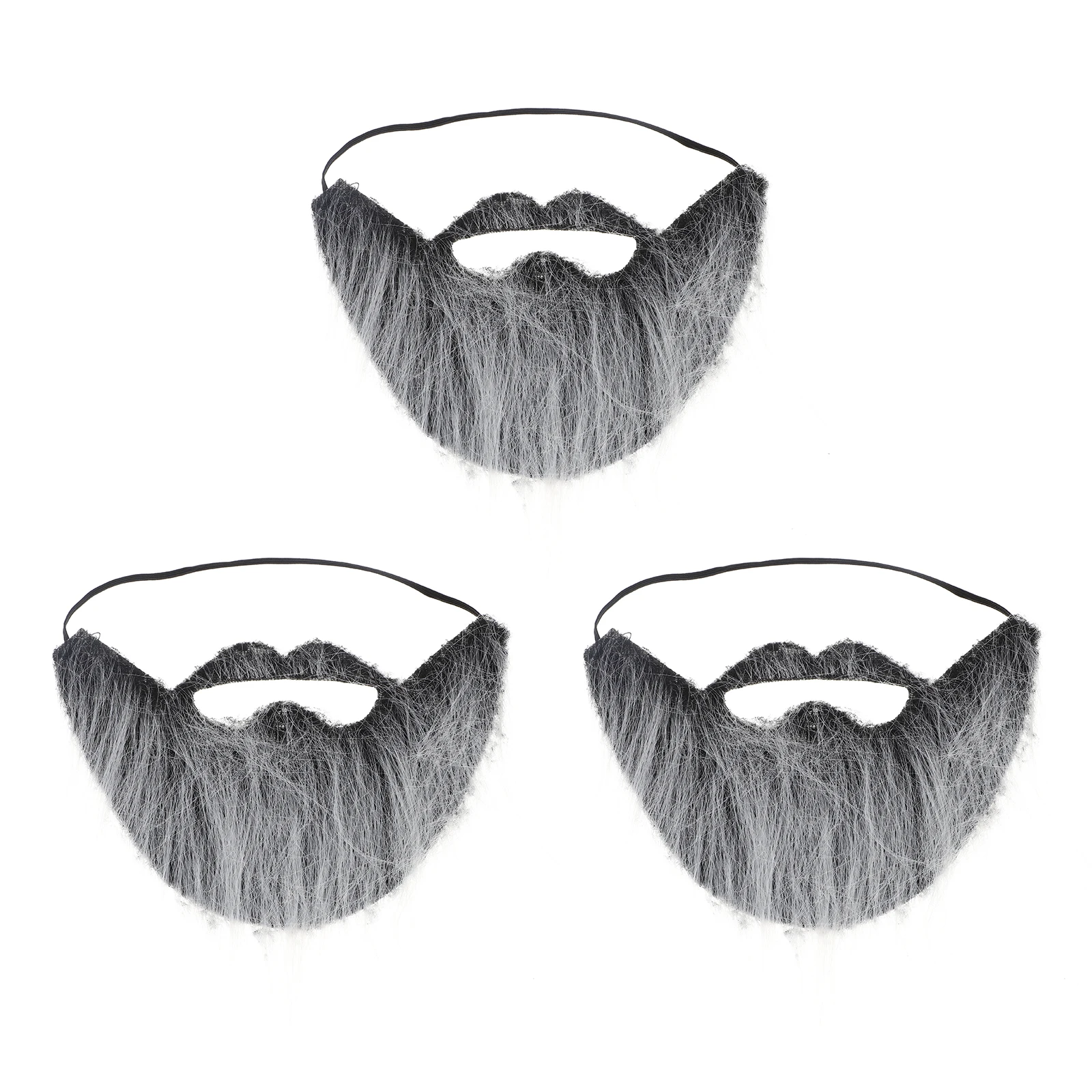 3 pezzi di barba finta puntelli divertenti realistici cosplay Halloween Natale scena fotografia accessorio nero grigio costume uomo bambino