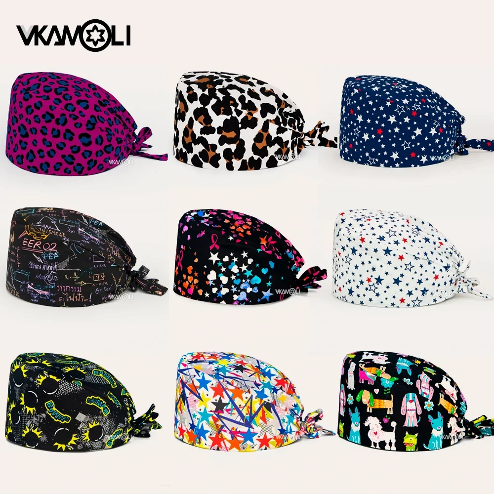 wholesale man and women scrubs cap pet shop cap Nursing Cap Pet shop lab work hats  Accessories dust breathable scrub hat