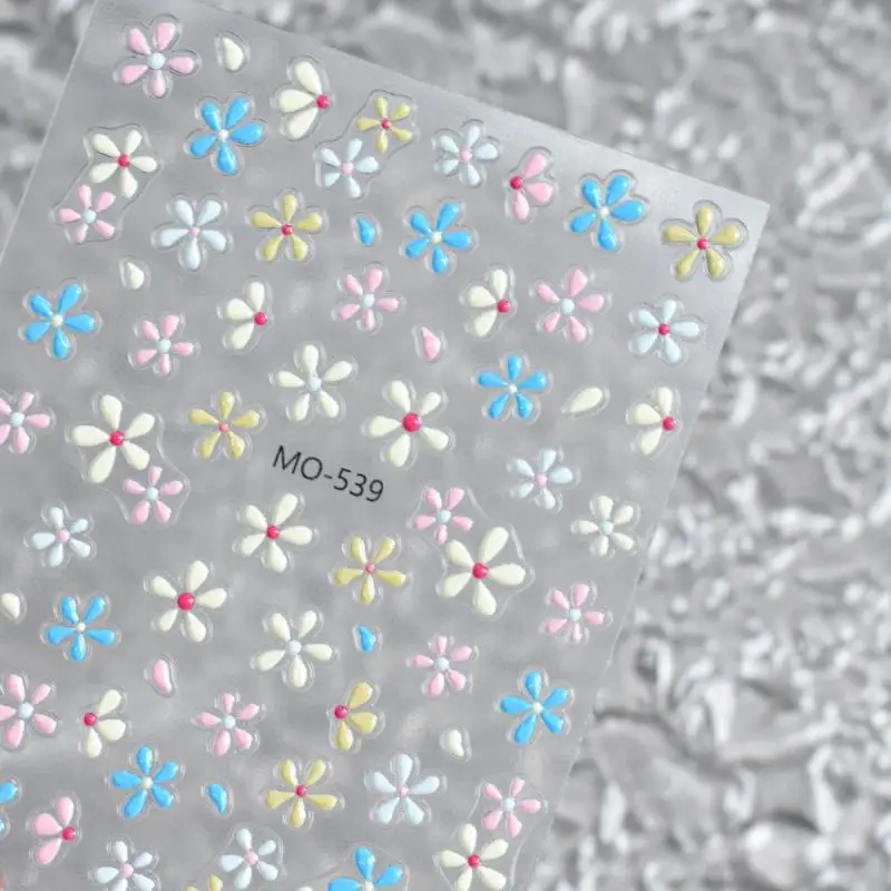 1 hoja de pegatinas para uñas de Margarita estéreo exquisita, pegatinas florales coloridas para uñas, autoadhesivas, lujosas pegatinas para decoración de uñas de Margarita
