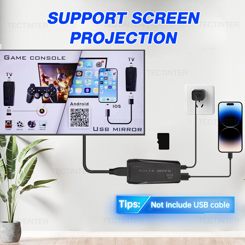 4K لعبة عصا ألعاب فيديو صغيرة وحدات تحكم ألعاب فيديو لاعب مدمج 40000 لعبة مع 2.4G وحدة تحكم لاسلكية مزدوجة دروبشيبينغ #5