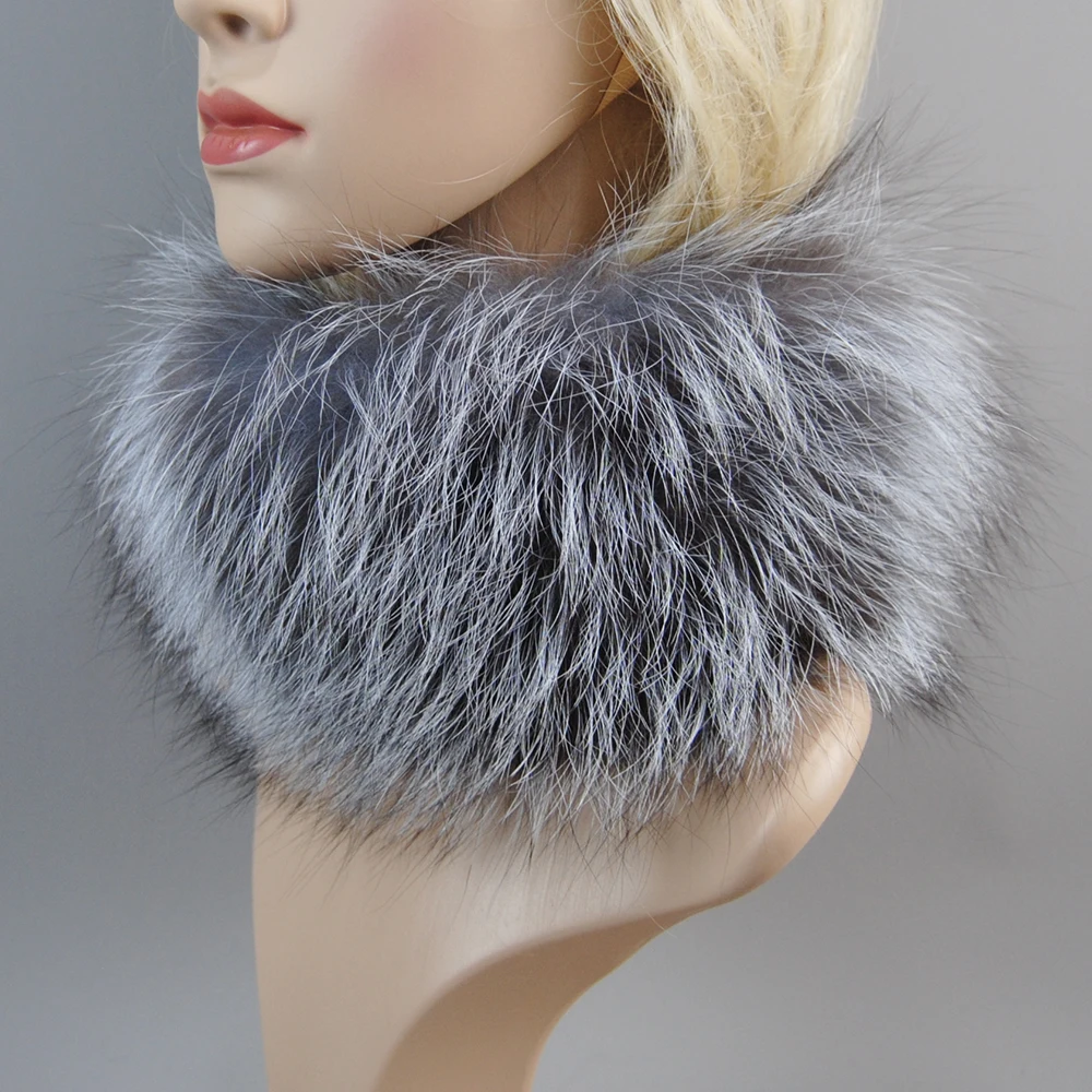 2025 New Good Elastic Knitted Genuine Real Fox Fur Ring Scarves Warm Fox Fur Headband Women Winter Fashion Real Fox Fur Scarf
