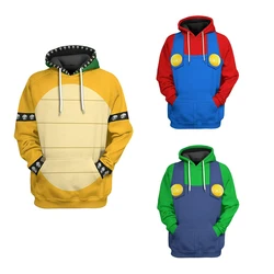 Men's Super Bros Pullovers Sweatshirt for Adult 3D Printed Casual Hooded Hoodies Christmas Halloween Costume Outfits