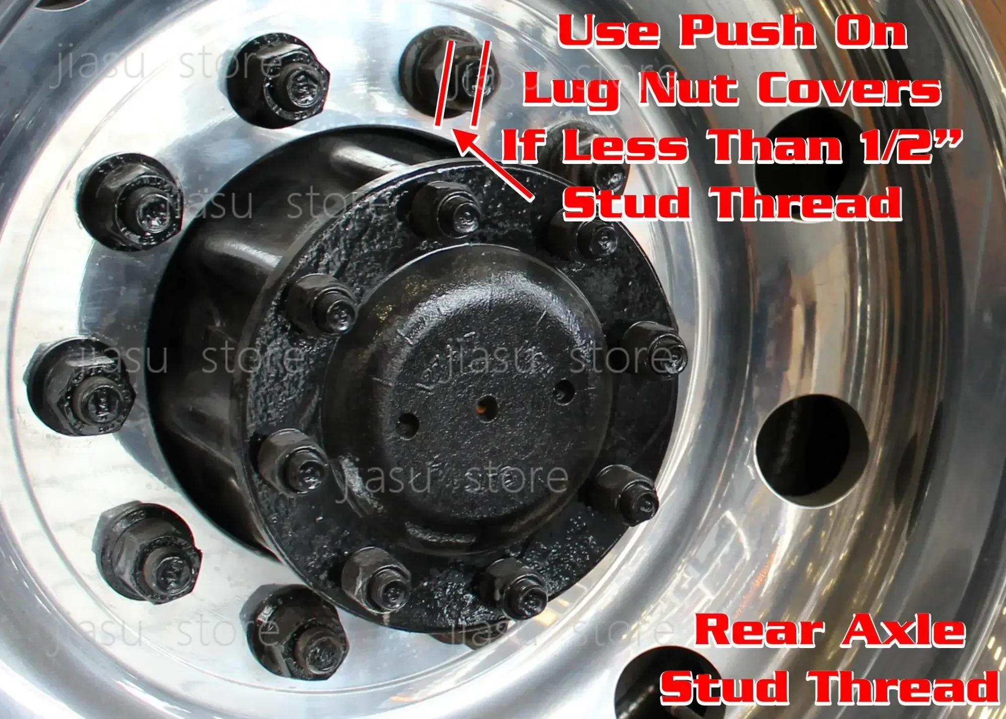 For Trucks ABS Plastic Chrome Axle Cover Kit 2 Front & 4 Rear Covers with 60 Screw-On Nut Caps