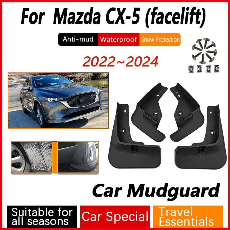 Car Mud Flaps For Mazda CX5 CX 5 CX-5 Facelift 2022 2023 2024 Auto Fenders Antifreeze Mudguards Splash Mudflaps Cars Accessories