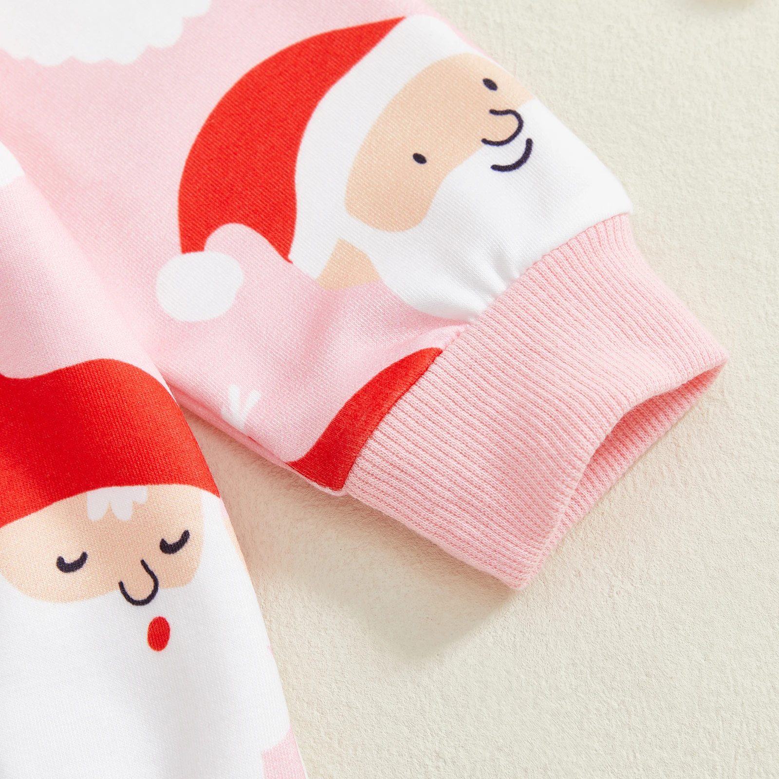 Toddler Girl Christmas Outfits Santa/Bow Print Long Sleeve Round Neck Pullover + Elastic Waist Long Pants 2 Pcs Set