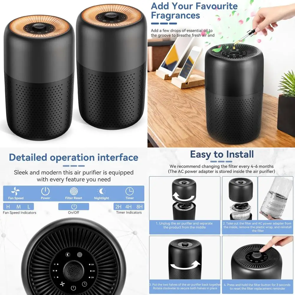 

Очиститель воздуха для ароматерапии P60 с ночником, контролем скорости, сверхтихой работой для спален, зоров домашних животных и кухонь