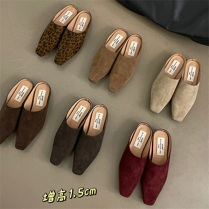 Bailamos Autumn Round Toe Women Slippers New Brand Shallow Slip On Ladies Casual Flat Shoes Soft Dress Slides Mujer