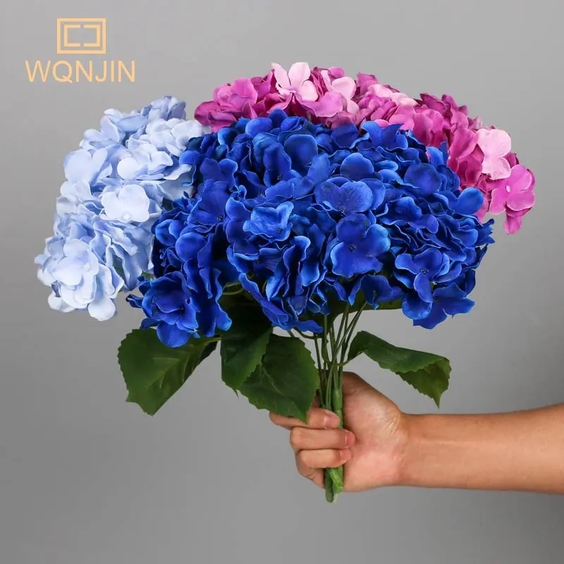 WQNJIN 5-köpfe Hortensienstrauß aus Seide, künstliche Blumen für Party, Hochzeit, Wohnzimmer, Dekoration, Zubehör, Heimdekoration – Detail 1
