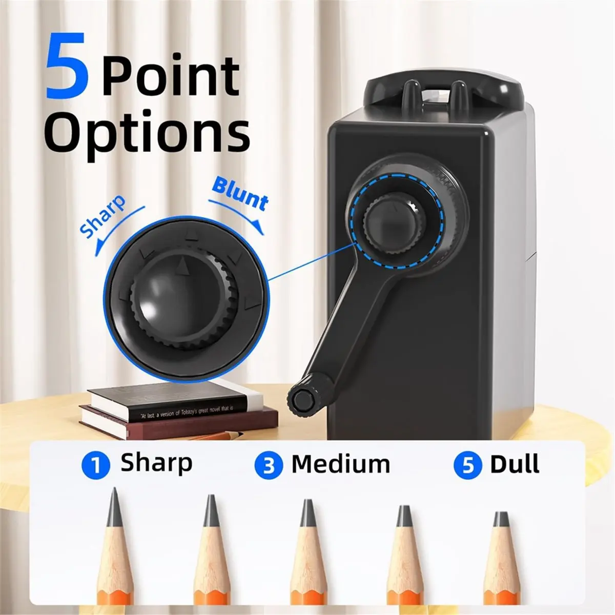 STOCK-Manual Hand Crank Pencil Sharpener for Color Pencil,6 Sizes for 6-12mm Colored Pencil Sharpener Handheld