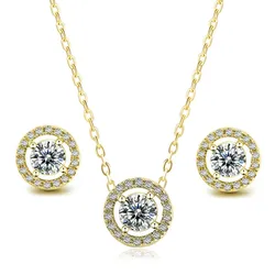 Classic Jewelry Sets For Women Round Micro Mosaic Cubic Zirconia Wedding Party 2pcs Necklace Earrings Fashion Jewelry S423 S431