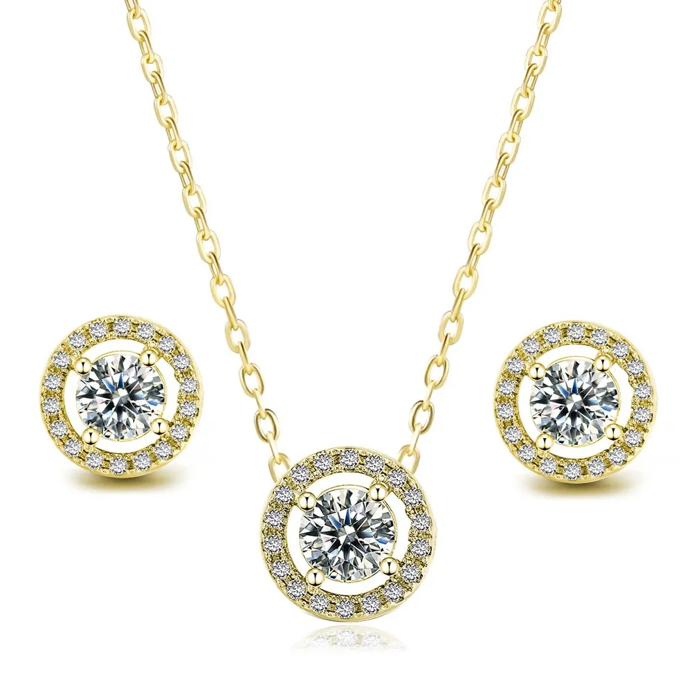 Classic Jewelry Sets For Women Round Micro Mosaic Cubic Zirconia Wedding Party 2pcs Necklace Earrings Fashion Jewelry S423 S431